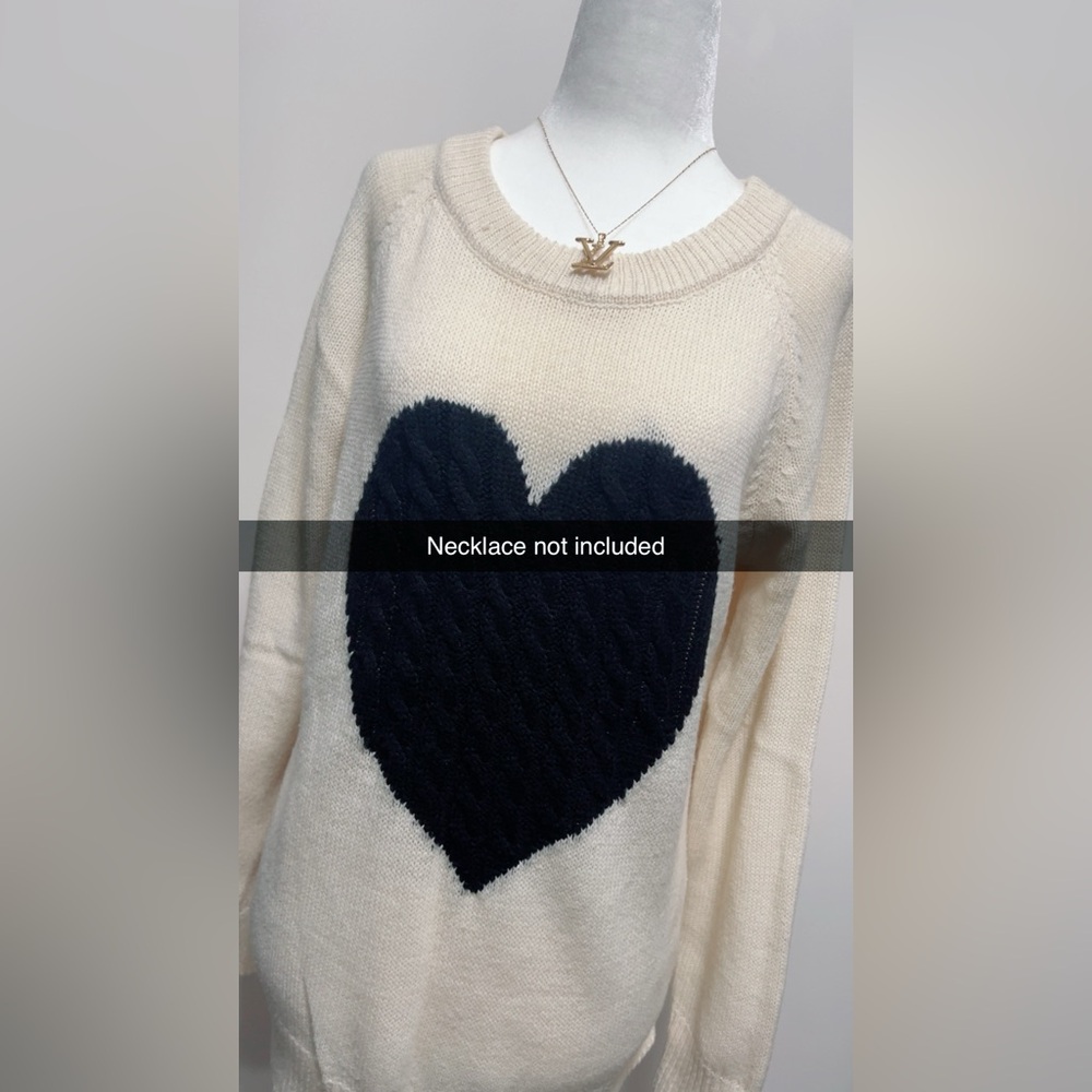 Heart Pattern Cream Sweater - Picture 6 of 8